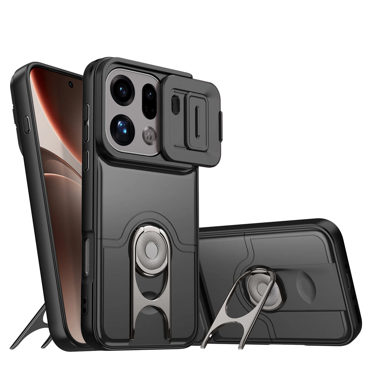 Shockproof Dual-Layer Case with Slide Lens Cover for OPPO Find X9 Series