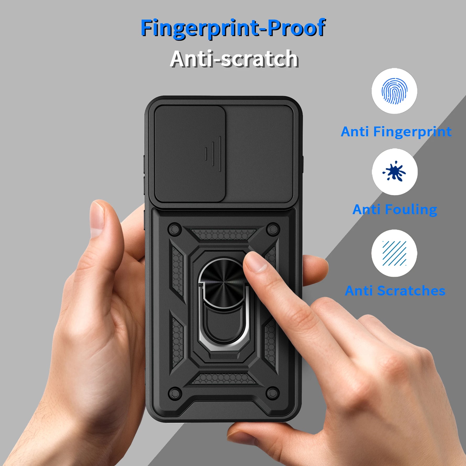 OnePlus 15R Rugged Protective Case with Ring Stand