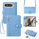 Quilted Leather Crossbody Wallet Case with Detachable Strap for iPhone Duo