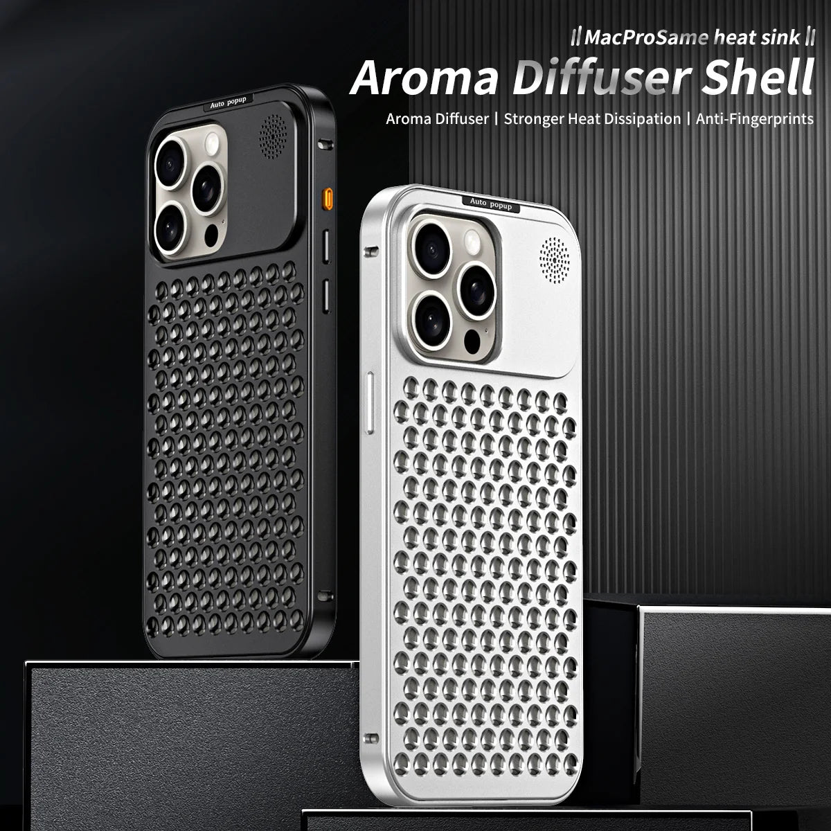 Shockproof Aluminum Metal Bumper Shell with Perfume Cooling Design for iPhone 16 Series
