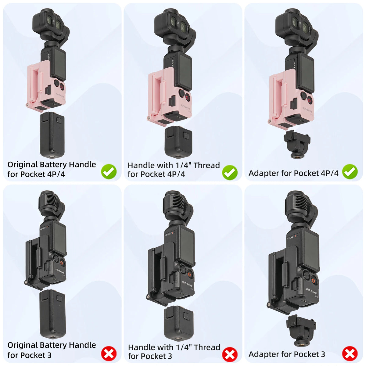 Magnetic Quick-Release Camera Grip Mount with Filter Storage for DJI Osmo Pocket 4P / 4