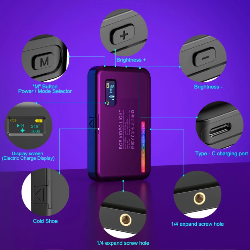 LUXCEO V10 PRO Portable RGB LED Video Panel Light