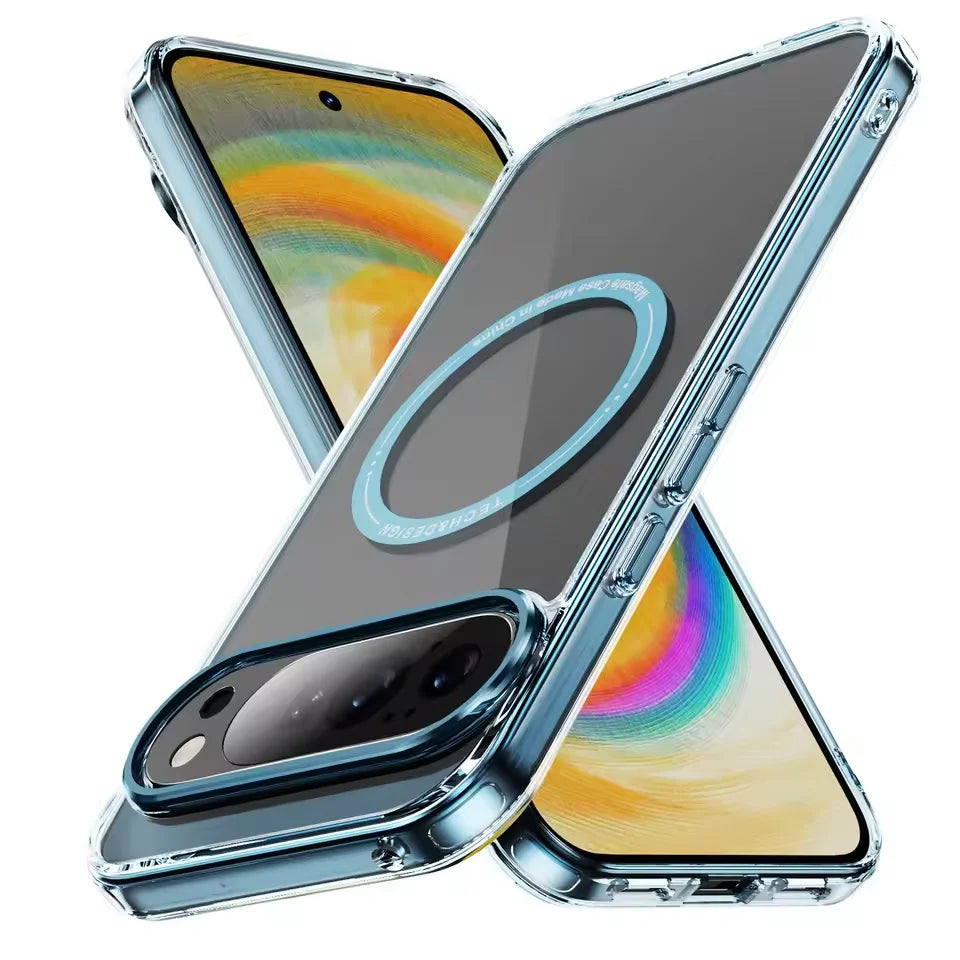 Google Pixel 10 Series Transparent Magnetic Case with Metal Buttons