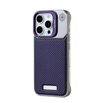 Carbon Fiber Pattern MagSafe Case with Alloy Lens Holder for iPhone 15 Series