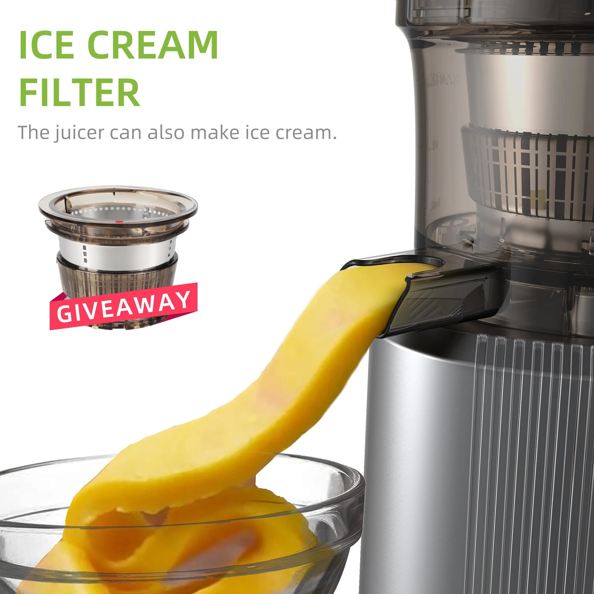 BioloMix Cold Press Juicer - 200W Slow Masticating Extractor, 75mm Feed Chute, Whole Fruit Compatible