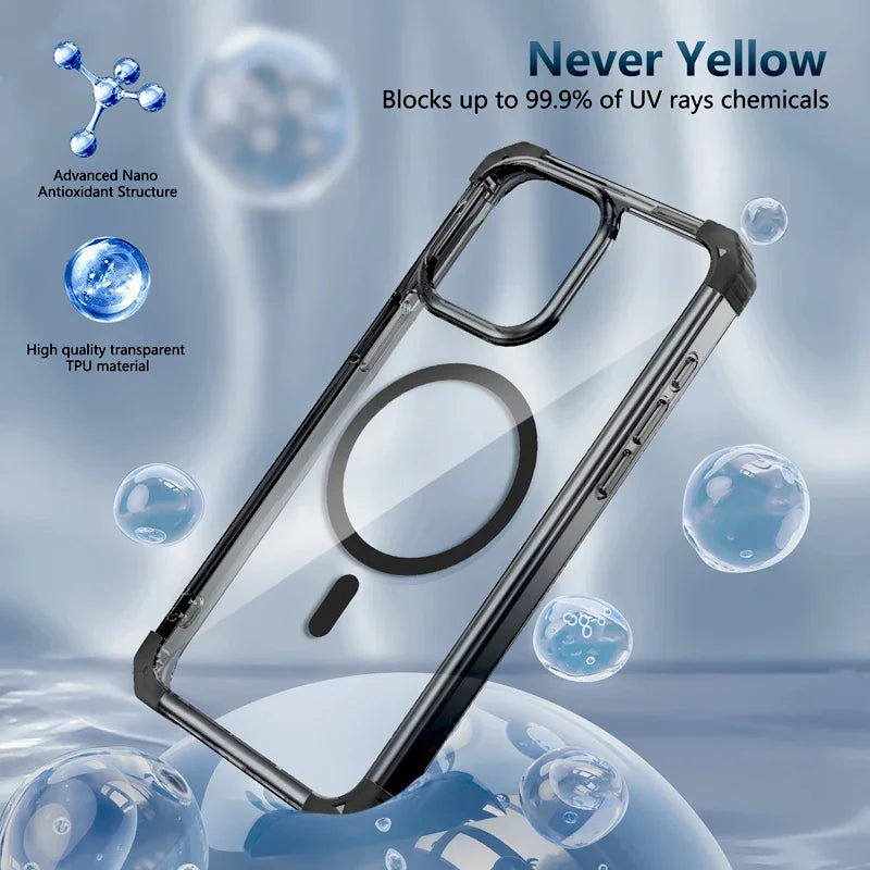 Shockproof Armor Transparent MagSafe Case for iPhone 15 Series