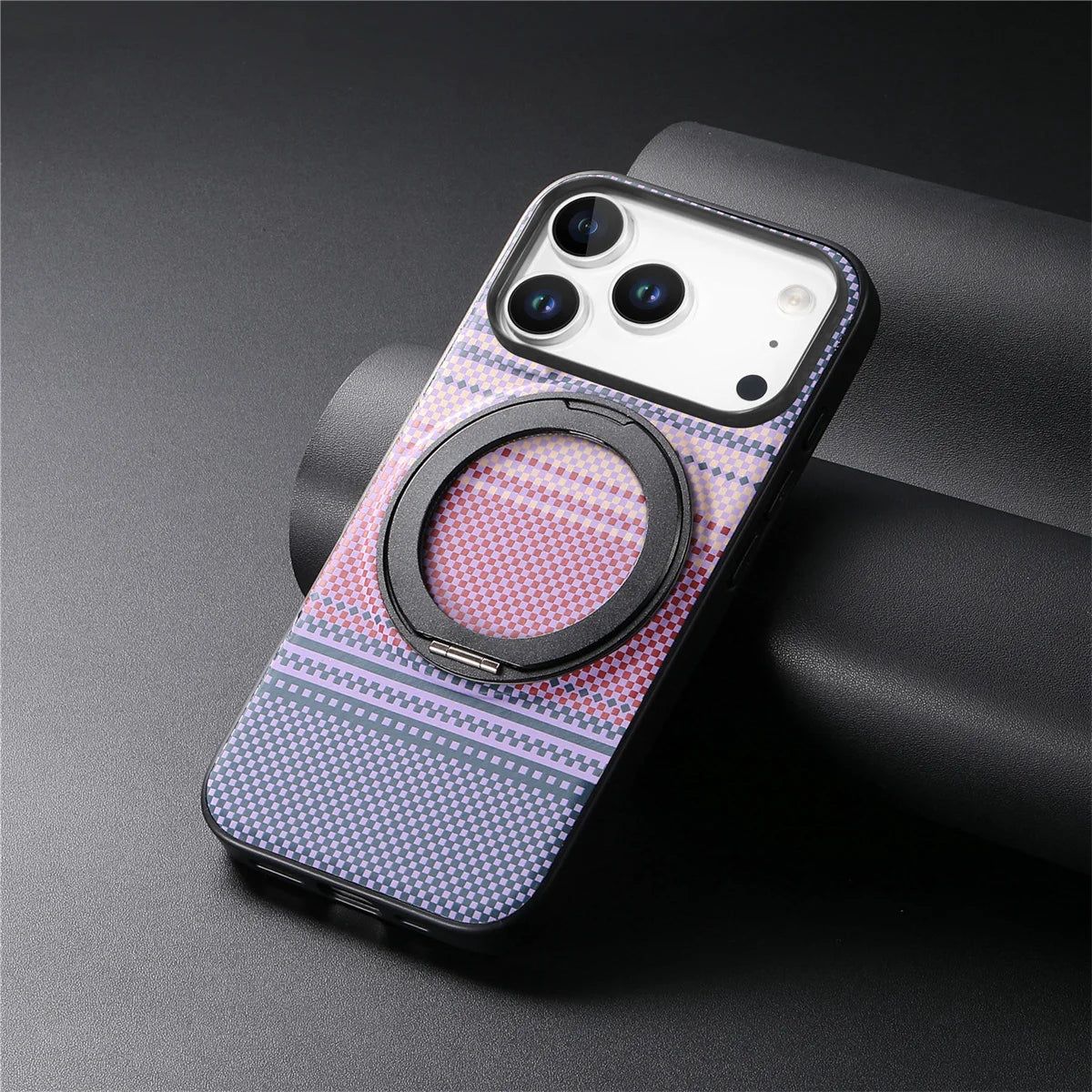 iPhone 17 Series Carbon Fiber MagSafe Case with 360° Rotating Stand