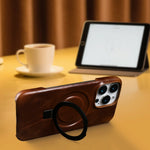 Premium Genuine Leather Case with Foldable Stand for iPhone 16 Series