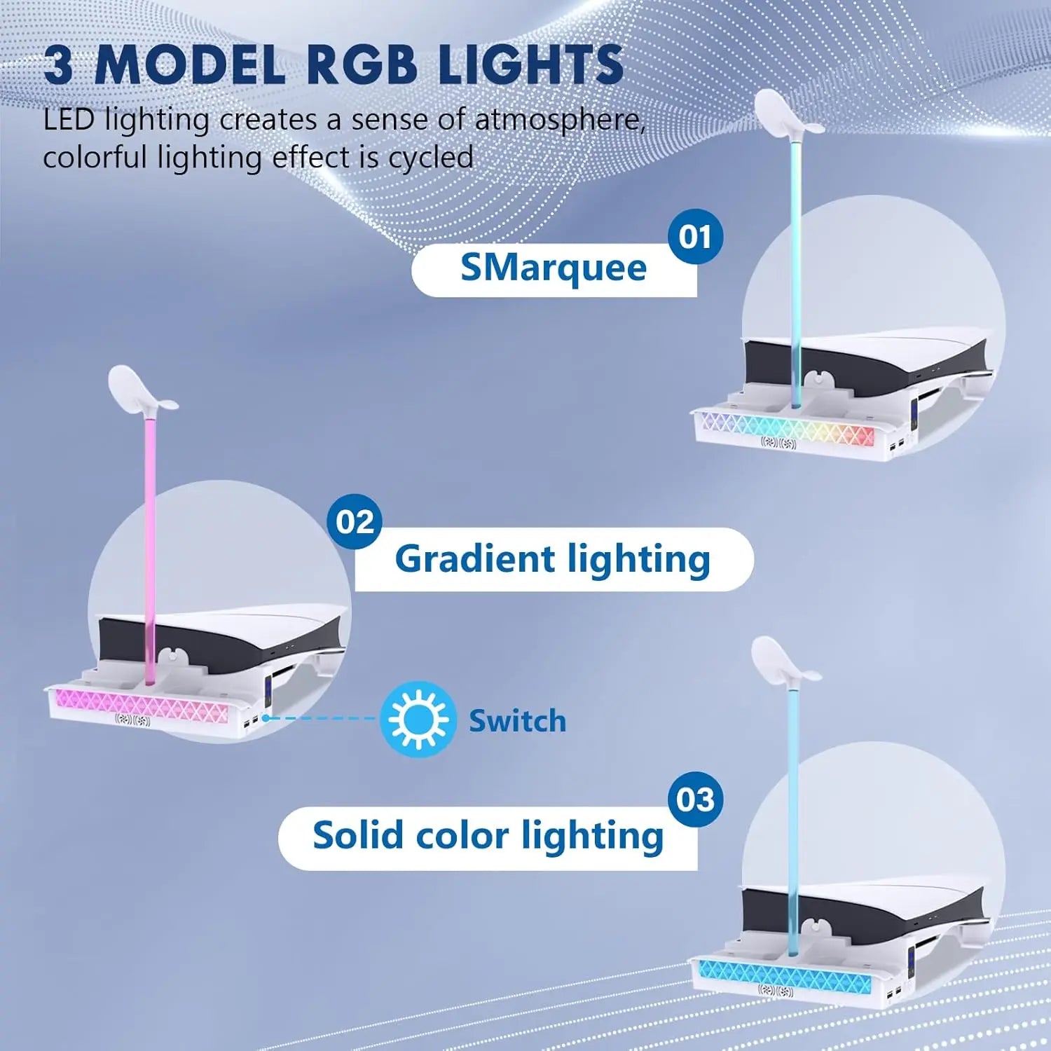 PlayStation 5 Slim Horizontal Cooling Stand with RGB Lighting