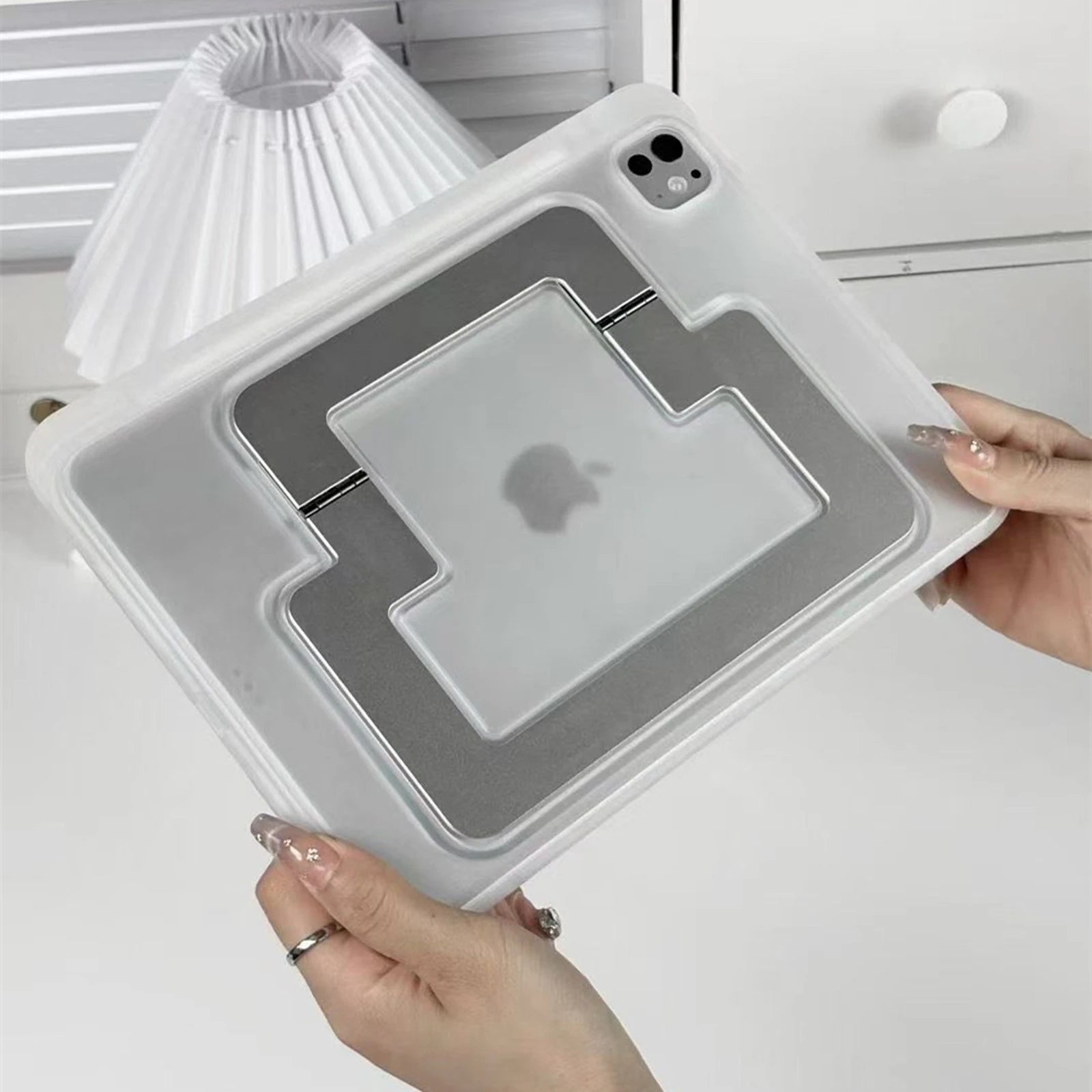 iPad Pro M4 (2024) Acrylic Case with Shockproof Protection & Metal Kickstand Grip