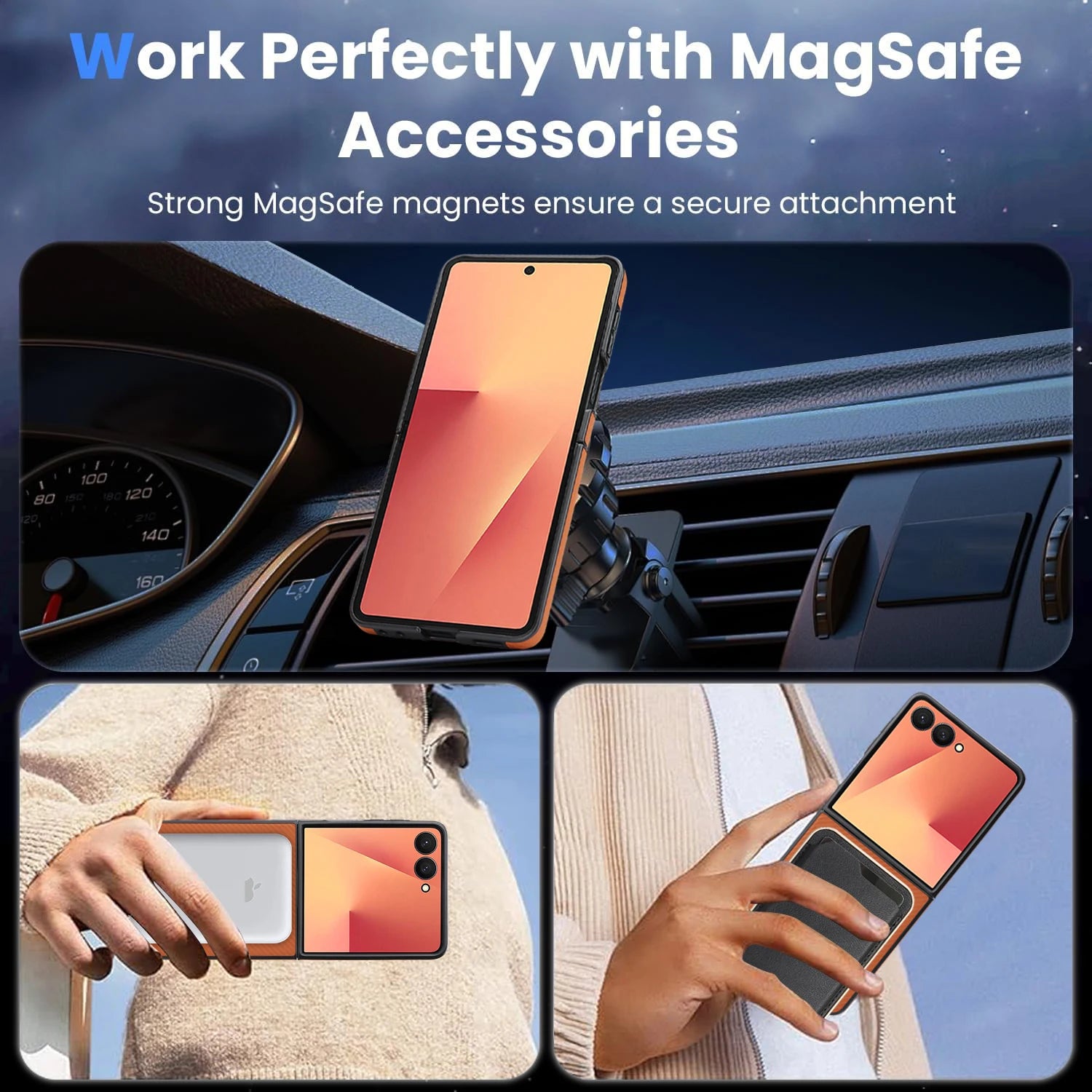 Soft Matte Carbon Fiber Texture Magnetic Case for Samsung Galaxy Z Flip 7