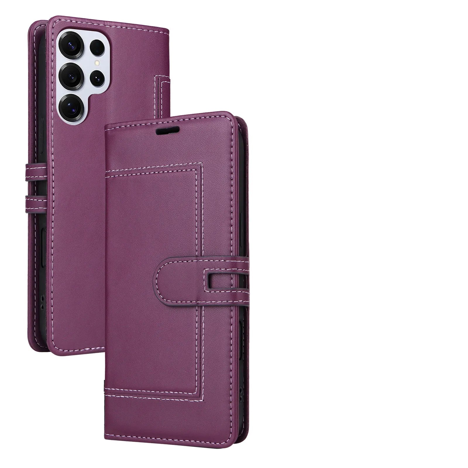 Samsung Galaxy S25 Series Book-Style Leather Case with Card Pocket and Stand