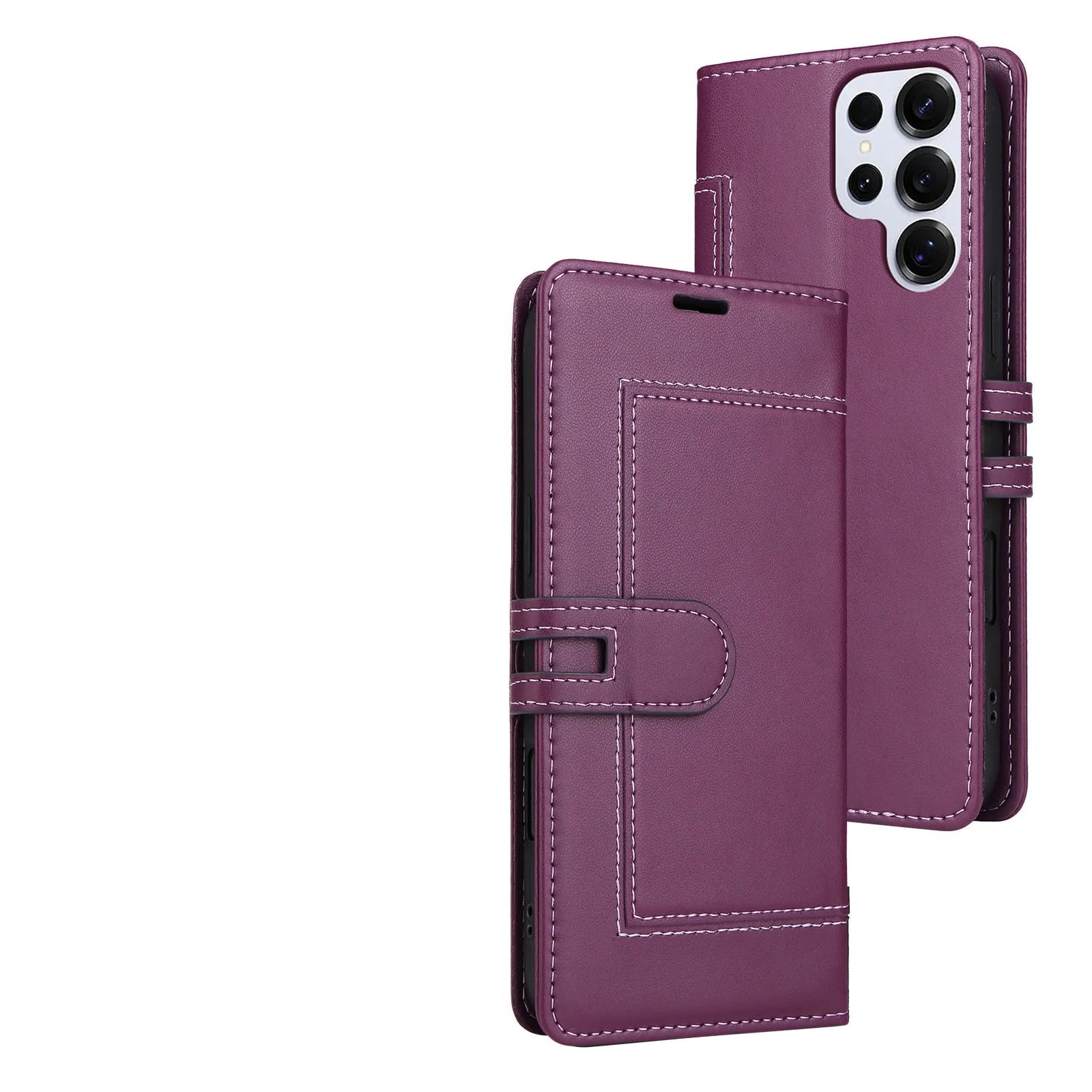 Samsung Galaxy S24 Series Book-Style Leather Case with Card Pocket and Stand