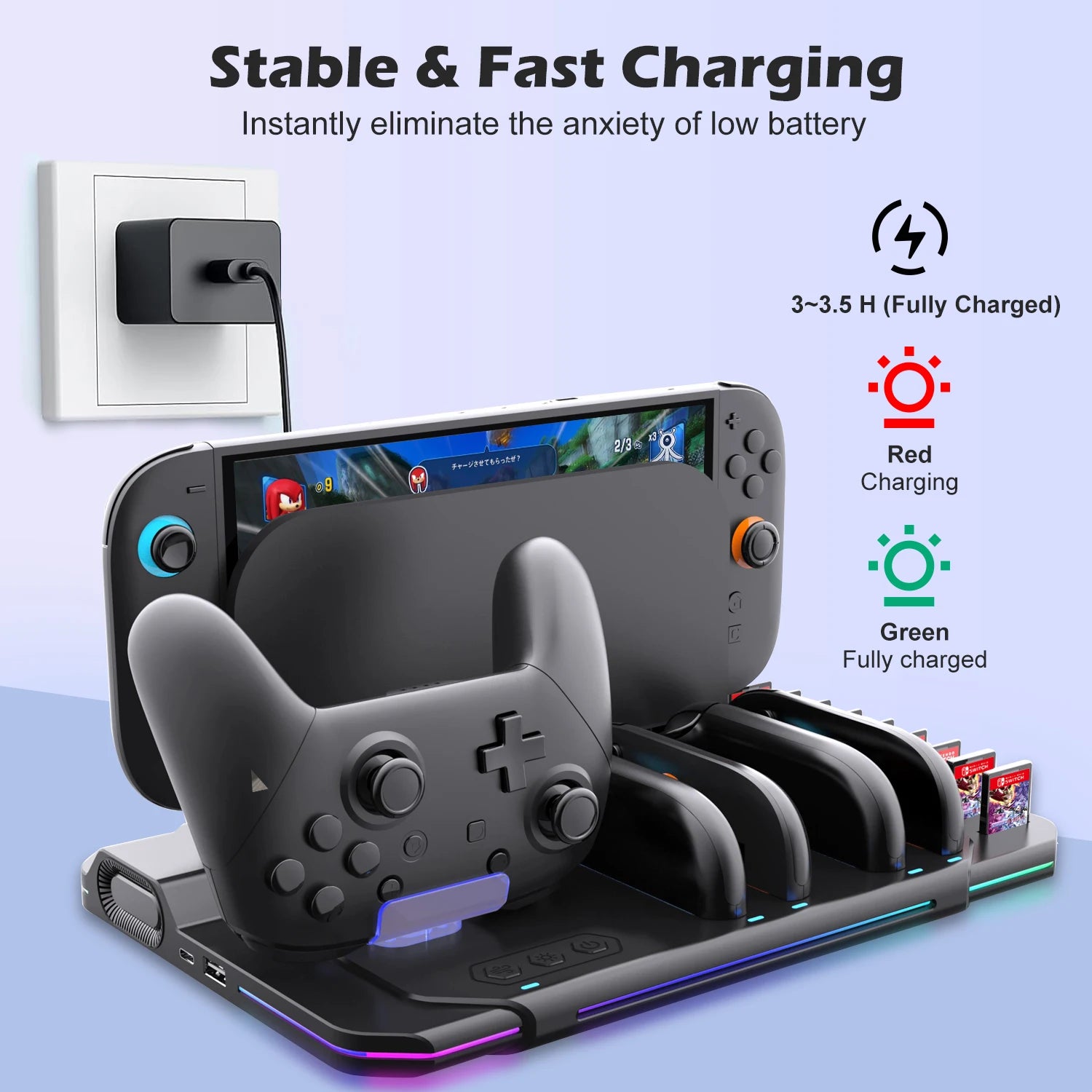 Adjustable Nintendo Switch 2 Cooling & Charging Station