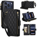 Crossbody Leather Wallet Case with Zipper and Card Slots for iPhone 17 Series