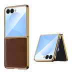 Luxury Leather Case with Tempered Glass Screen Protector for Samsung Galaxy Z Flip 8