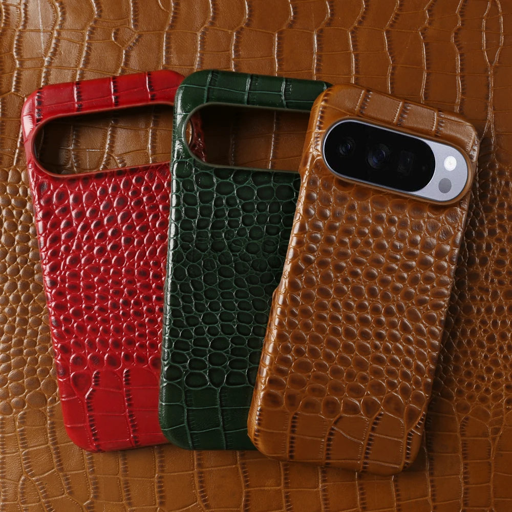 Genuine Crocodile Magnetic Leather Case for Google Pixel 10 Series
