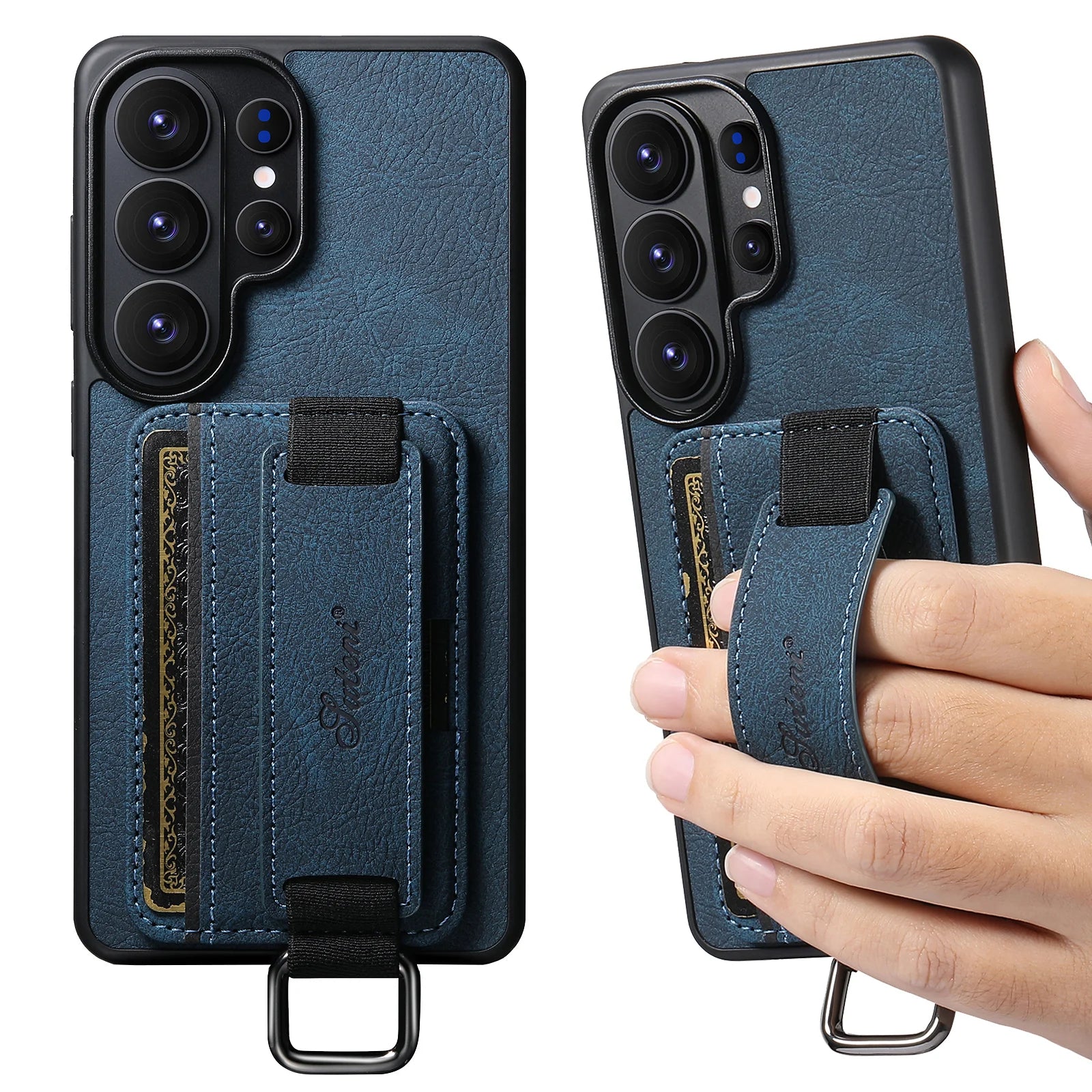 Samsung Galaxy S26 Ultra Lychee Grain Leather Case with Card Slots and Ring