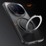 Shockproof Matte Translucent Case with 360° Rotatable Metal Ring Holder for Xiaomi 17 Ultra