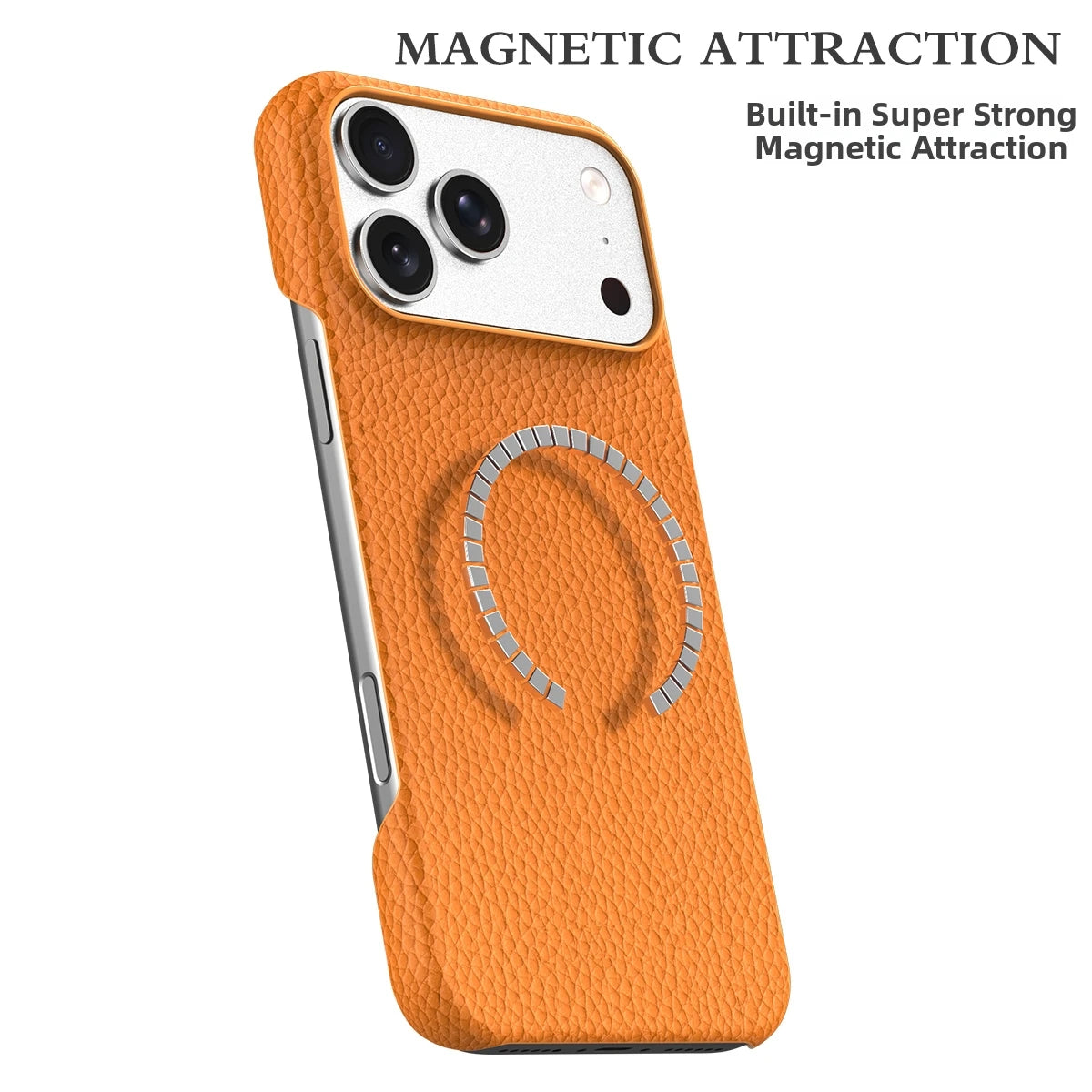 Textured Leather MagSafe Case with Built-in Wireless Charging Ring for iPhone 18 Series