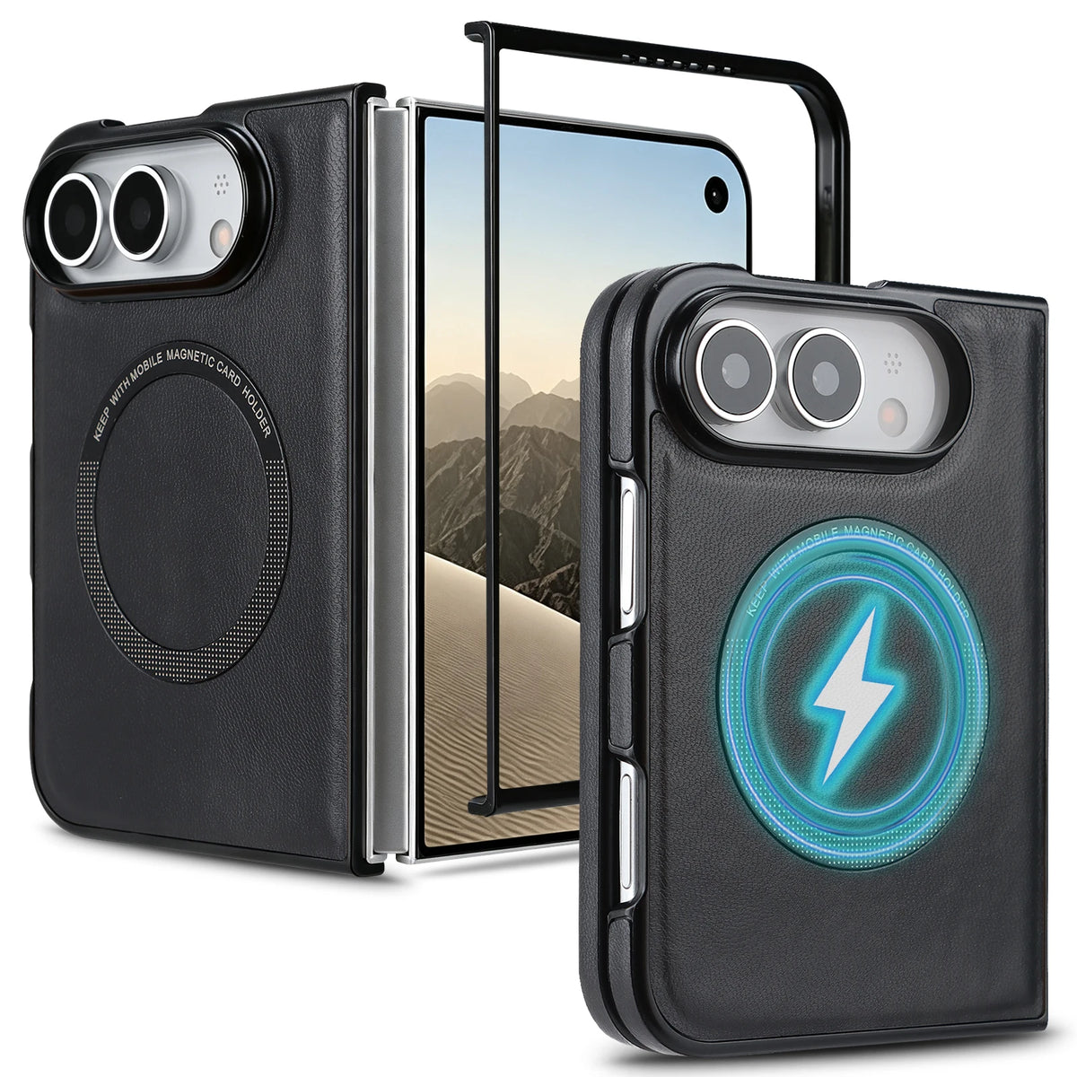 Premium Leather MagSafe Case with Raised Camera Protection for iPhone Duo