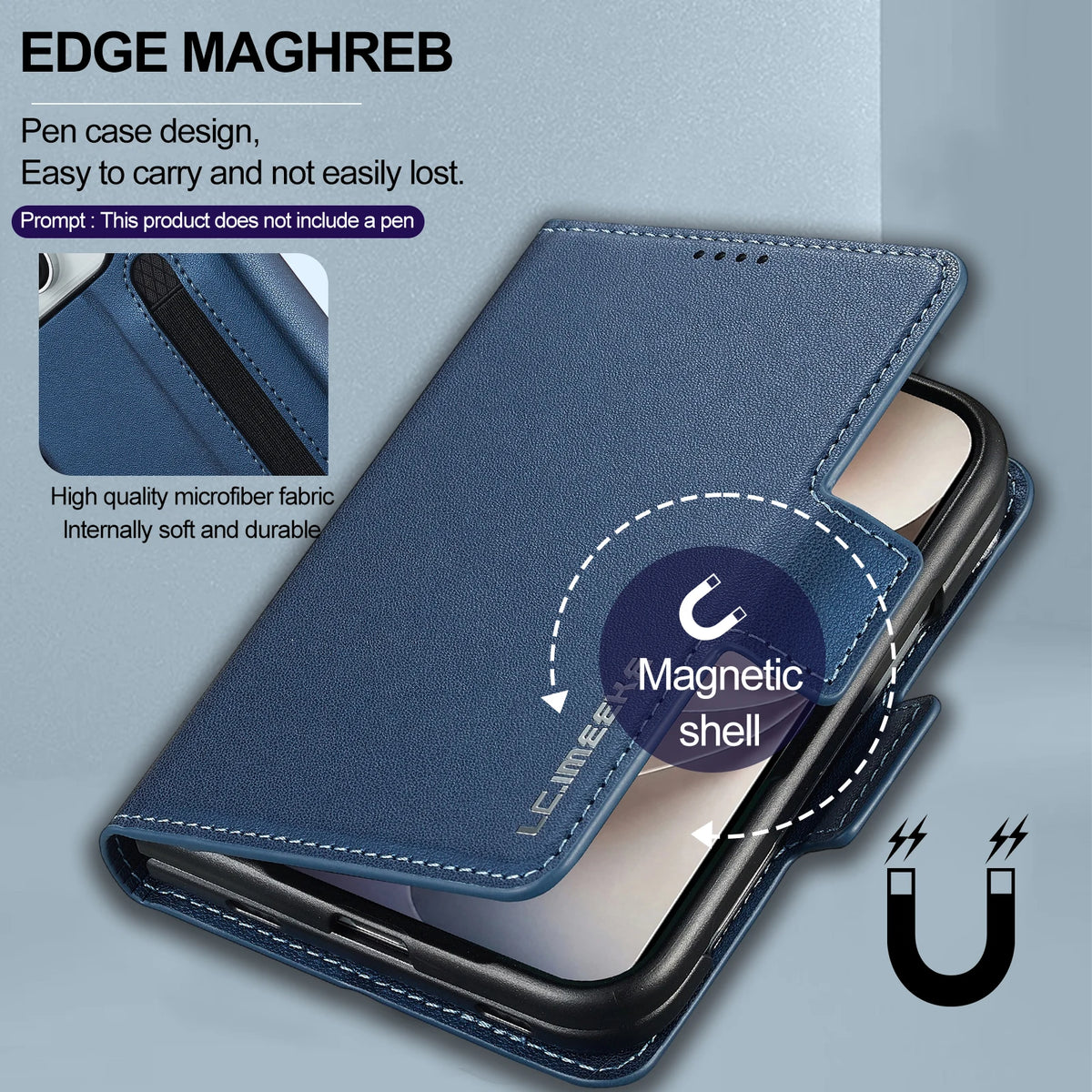 Leather Wallet Case with Integrated Pen Holder for iPhone Duo