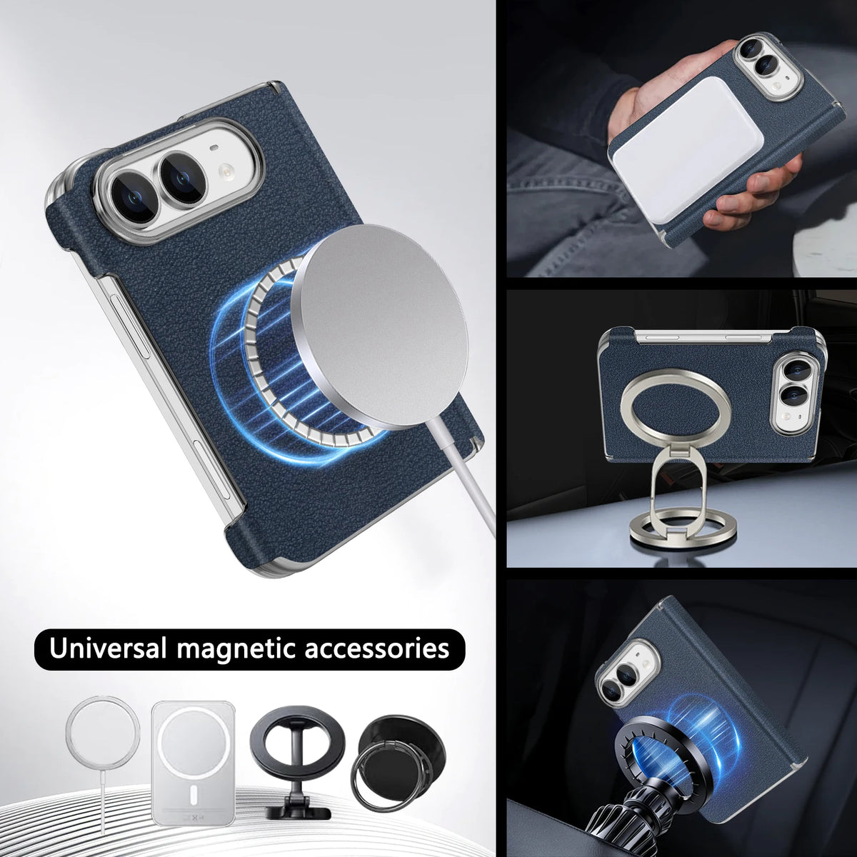 Leather MagSafe Case with Dual Hinge Protection for iPhone Duo