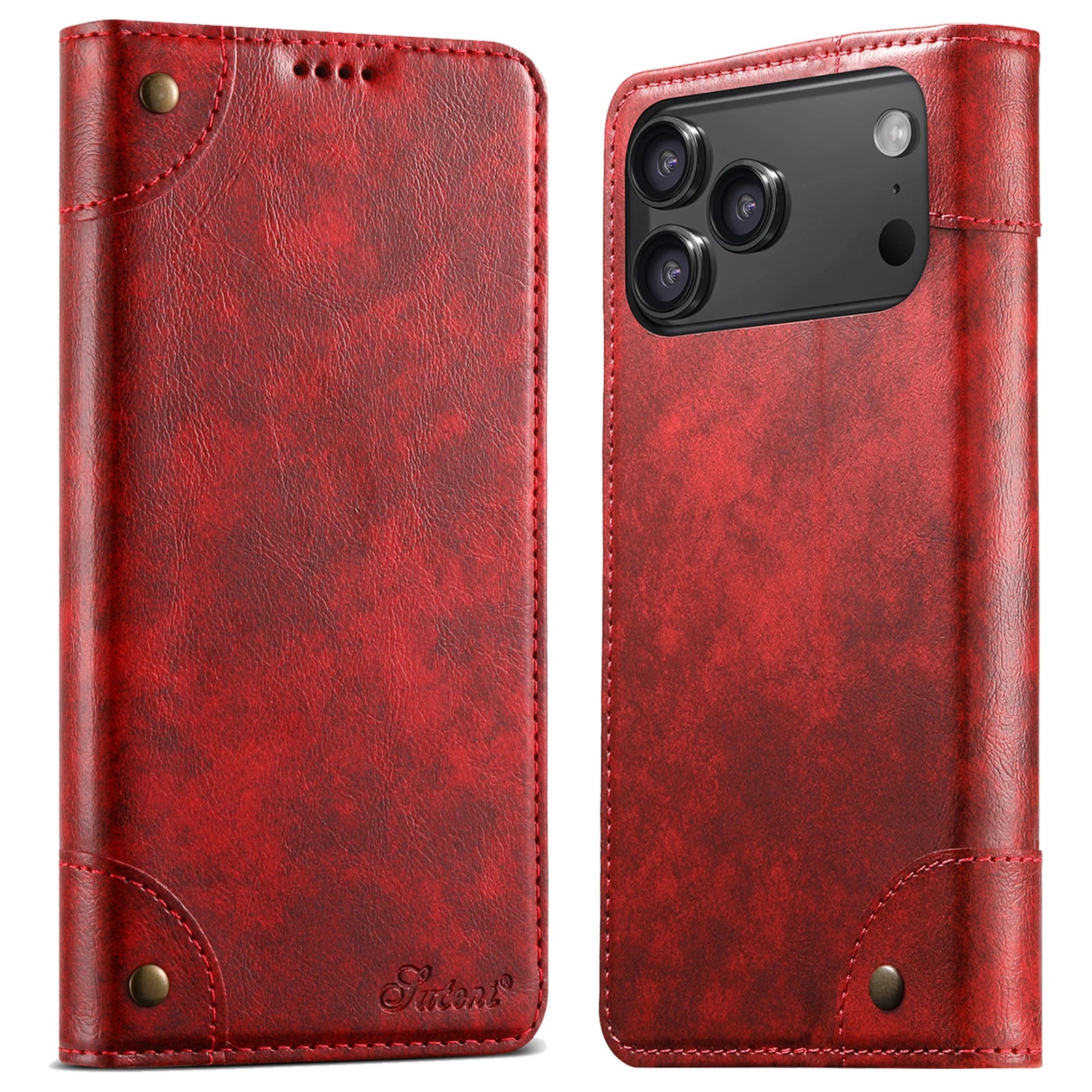 Premium Leather Flip Wallet Case with Card Slot for iPhone 17 Series