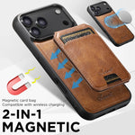 iPhone 17 Series MagSafe Leather Case with Detachable Card Sloth