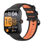 Smartwatch with black and orange band on a white background