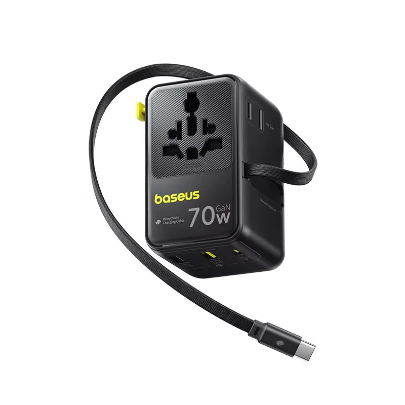 Baseus 6-in-1 70W GaN Charger with Type-C Retractable Cable
