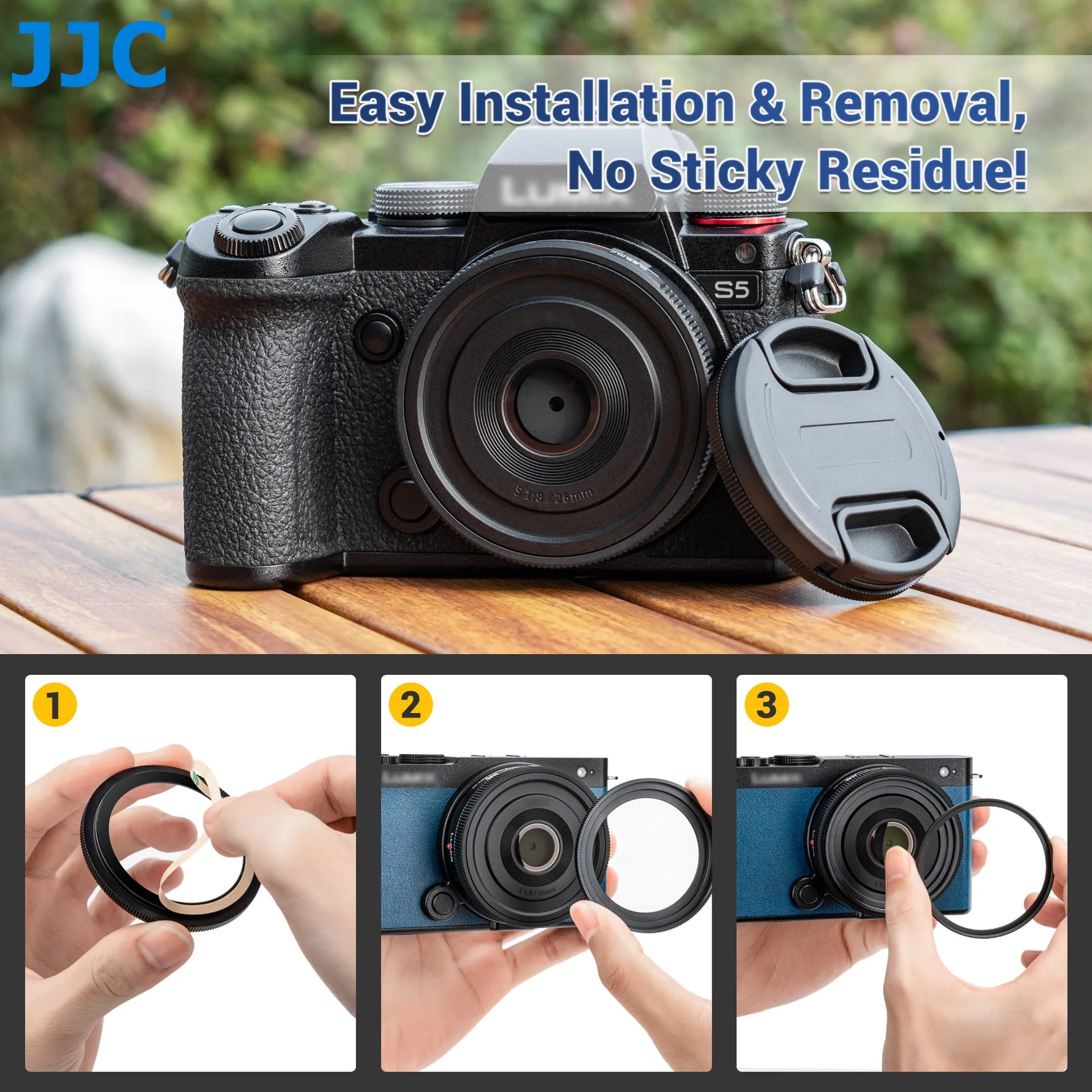 JJC Lens Cap Protector for Panasonic Lumix S 26mm f/8 (Leica L) with Filter Adapter