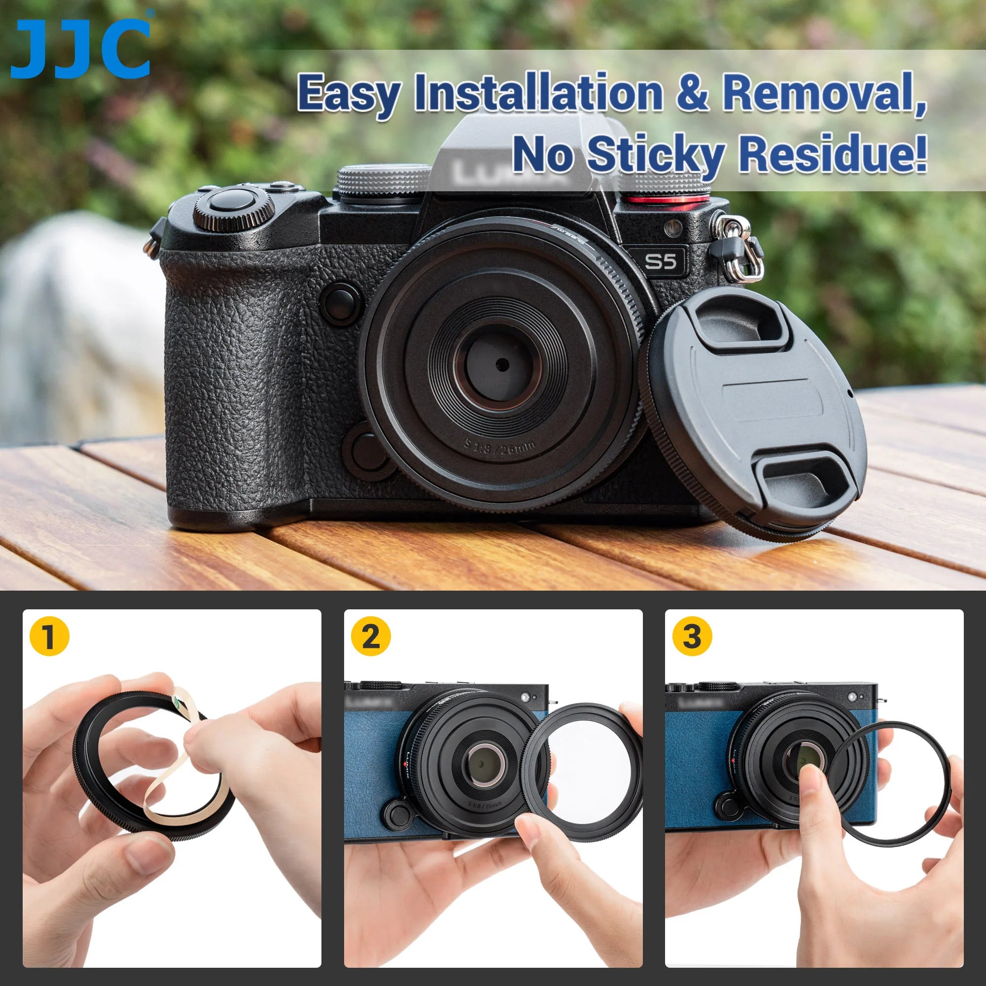 JJC Lens Cap Protector for Panasonic Lumix S 26mm f/8 (Leica L) with Filter Adapter