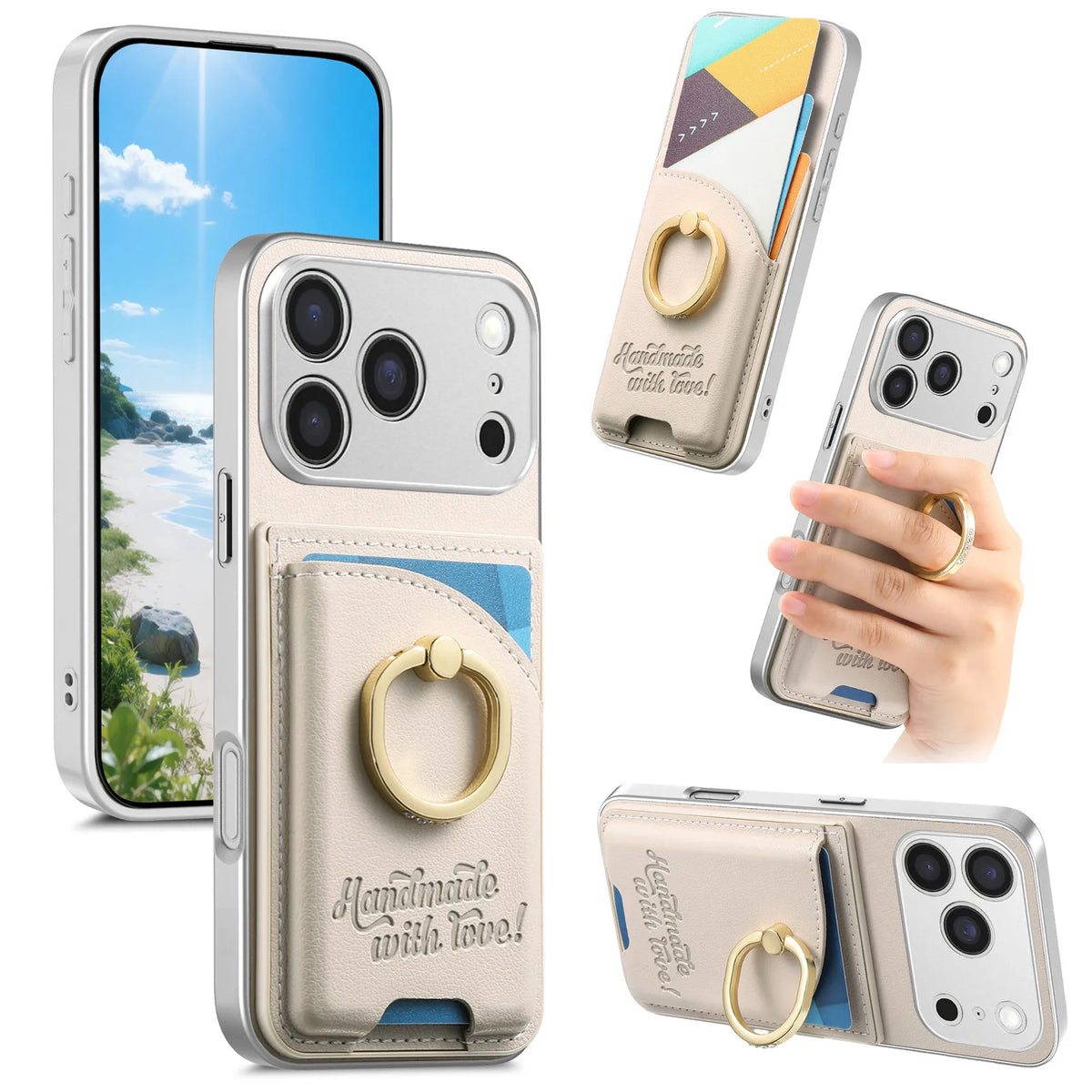 Leather Rotatable Ring Holder Case With Kickstand for iPhone 18 Series