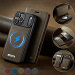 Leather Magnetic Flip Wallet Case with Kickstand for iPhone 18 Series