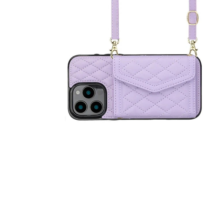 Crossbody Leather Wallet Case with Card Slots & Lanyard for iPhone 16 Series