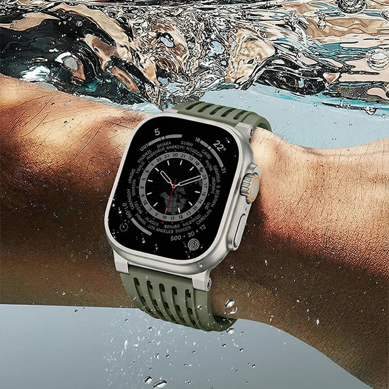 Perforated Silicone Band with Sweat-Wicking Ventilation for Apple Watch