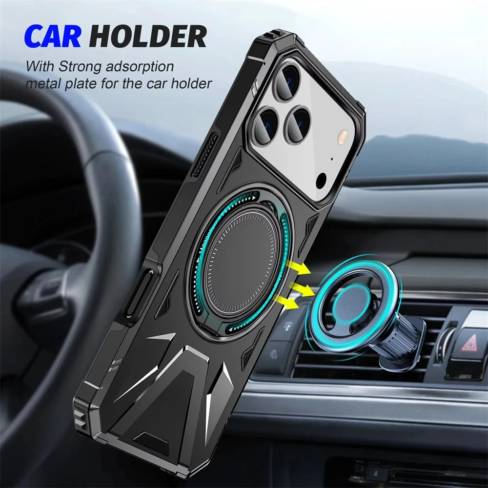 Shockproof MagSafe Case with Built-In Ring Stand for iPhone 17 Series