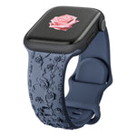 Rose Floral Engraved Strap Replacement Band for Apple Watch