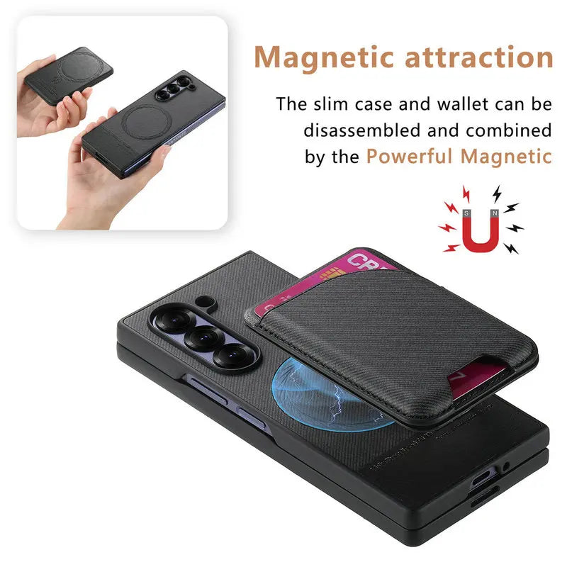 Samsung Galaxy Z Fold 7 Luxury Magnetic Leather Case with Card Holder