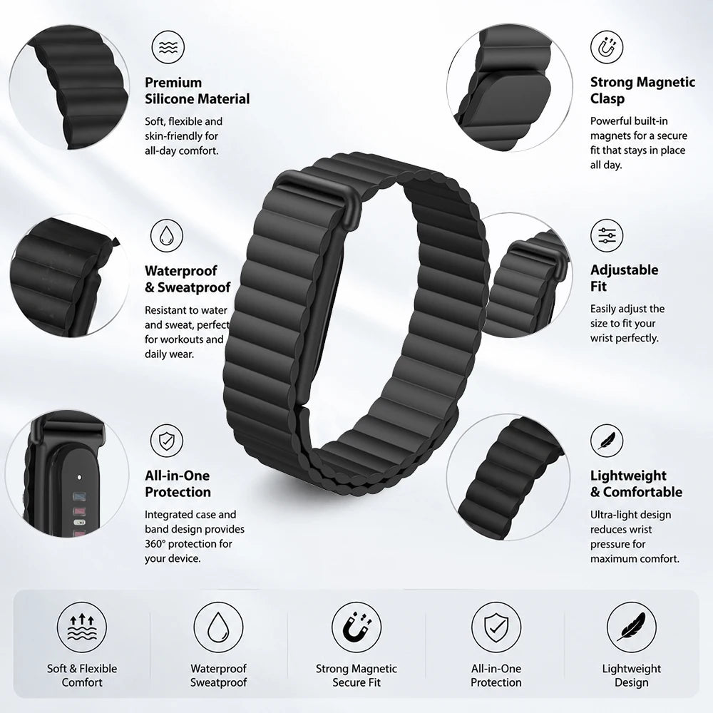 Silicone Magnetic Clasp Sport Watch Band for Google Fitbit Air