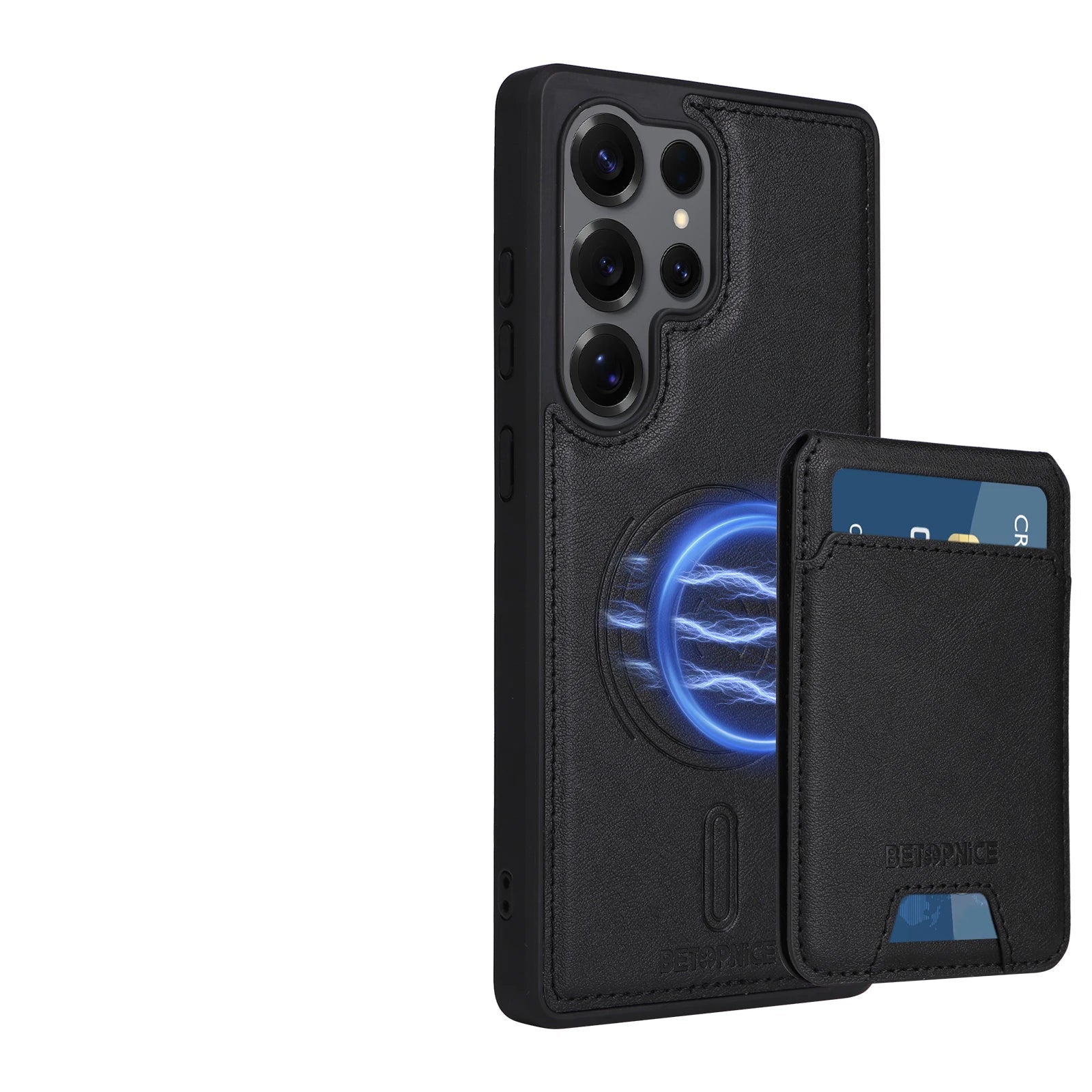 Samsung Galaxy S24 Series Magnetic Leather Case with Detachable Wallet & Card Holder