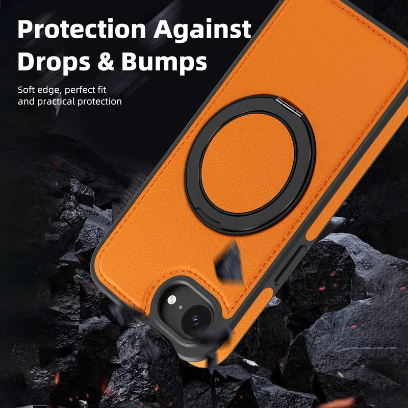Shockproof Magnetic PC + TPU Case with 360° Rotating Ring Holder for iPhone 16e