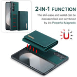 Samsung Galaxy Z Fold 7 Tri-Fold Magnetic Leather Case with Kickstand & Card Holder