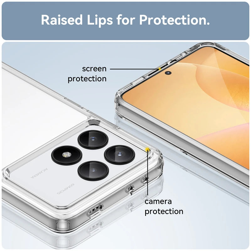 Luxury Clear Silicone Bumper Shockproof Phone Case for Xiaomi POCO X6 and POCO X6 Pro