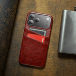 iPhone 17 Series Hard Shockproof Leather Wallet Case