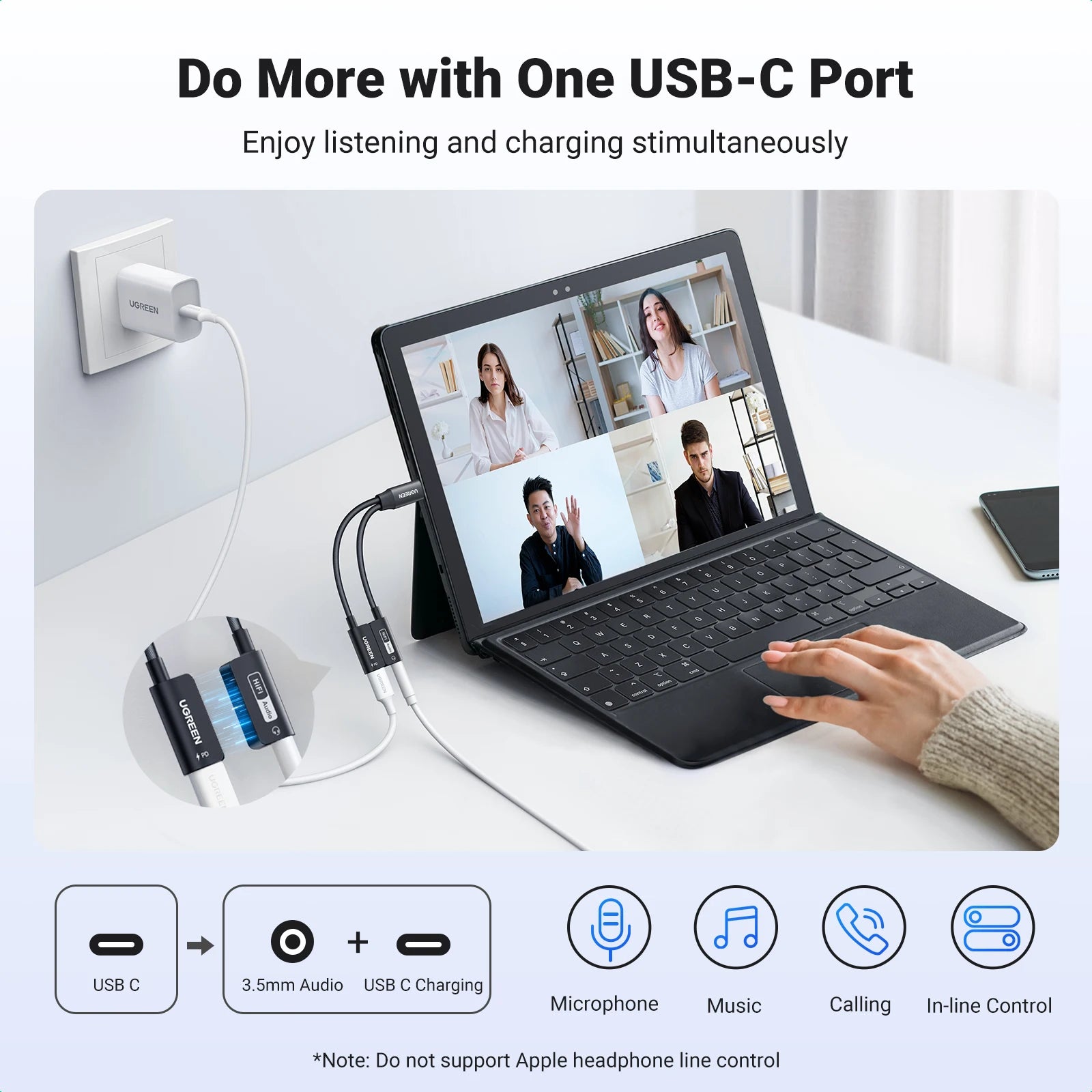 UGREEN 2-in-1 USB-C Sound Card Adapter