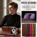 iPhone 17 Series Flip Leather Wallet Case with Card Slots & Kickstand