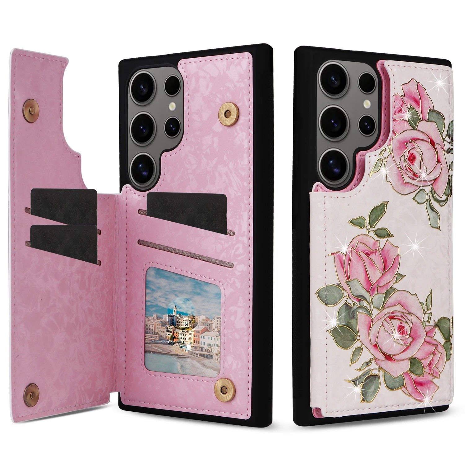 Floral Embossed Leather Wallet Case for Samsung Galaxy S24 Series