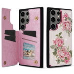 Floral Embossed Leather Wallet Case for Samsung Galaxy S24 Series